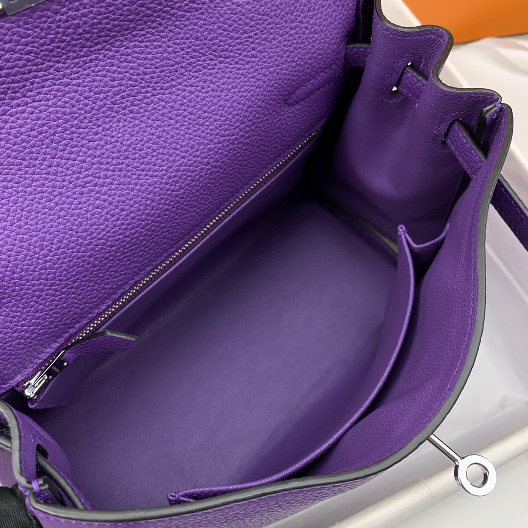 H**me5 Kelly 25 Retourne Togo Purple Bag For Women, Women’s Handbags, Shoulder Bags 10in/25cm