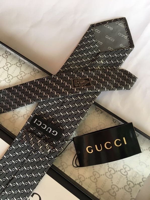 Gvc*1 G Silk Jacquard Tie Dark Grey GG Men Tie