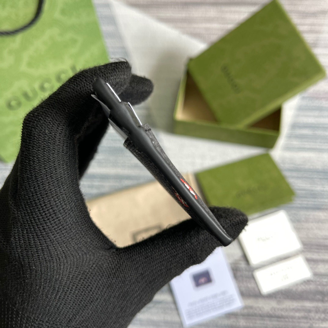 Gvc*1 Card Case Black with Bees Signature For Men 4in/10cm GG