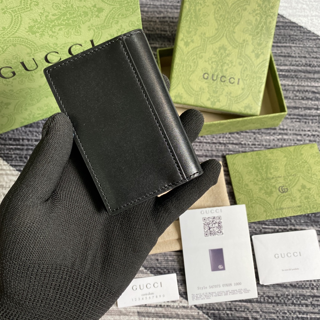 Gvc*1 GG Marmont Card Case Black with Silver Hardware 4.5in/11cm GG 428737 0YK0N 1000