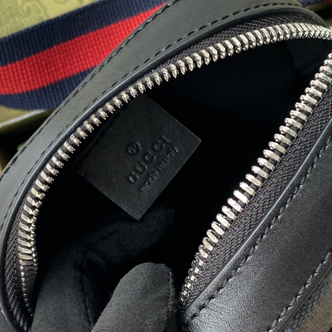 Gvc*1 GG Messenger Bag Black/Grey GG Svp*me Canvas A Material With Low Environmental Impact With Black For Men 7in/18cm GG ‎682357 K5RLN 1095