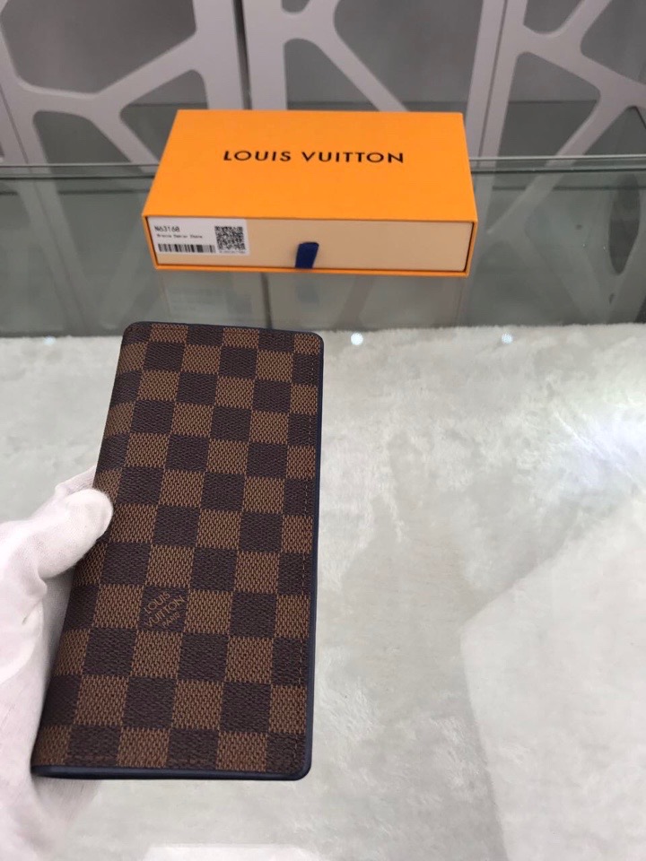 L0vis Vvtt0n Brazza Wallet Damier Ebene Canvas For Men, Men’s Wallet 7.5in/19cm LV