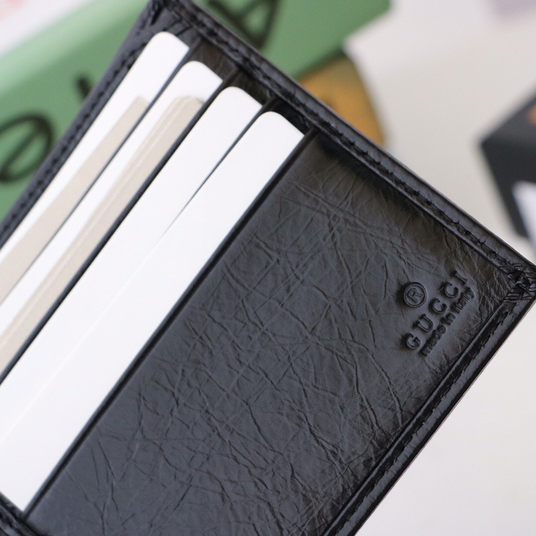 Gvc*1 Bi-Fold Wallet Black with Interlocking G For Men 4.3in/11cm GG