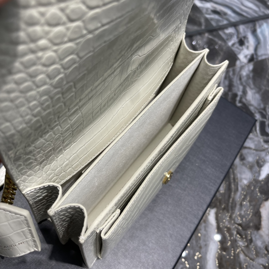 Sa1nt Lau*nt Sunset Medium Chain Bag For Women 8.6in/22cm White Y51 442906DND0J9207