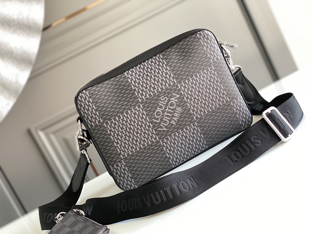 L0vis Vvtt0n Trio Messenger Damier Graphite Black For Men, Men’s Bags, Shoulder And Crossbody Bags 9.8in/25cm LV N50017