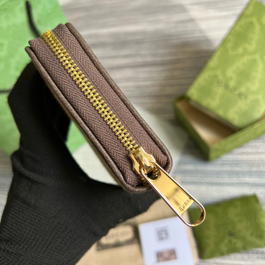 Gvc*1 Diana Jumbo GG Zip Around Wallet With GG Signature Brown For Men 7.5in/19cm GG