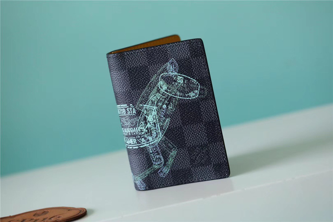 L0vis Vvtt0n Pocket Organiser Damier Graphite Canvas For Men, Men’s Wallet 4.3in/11cm LV N64602