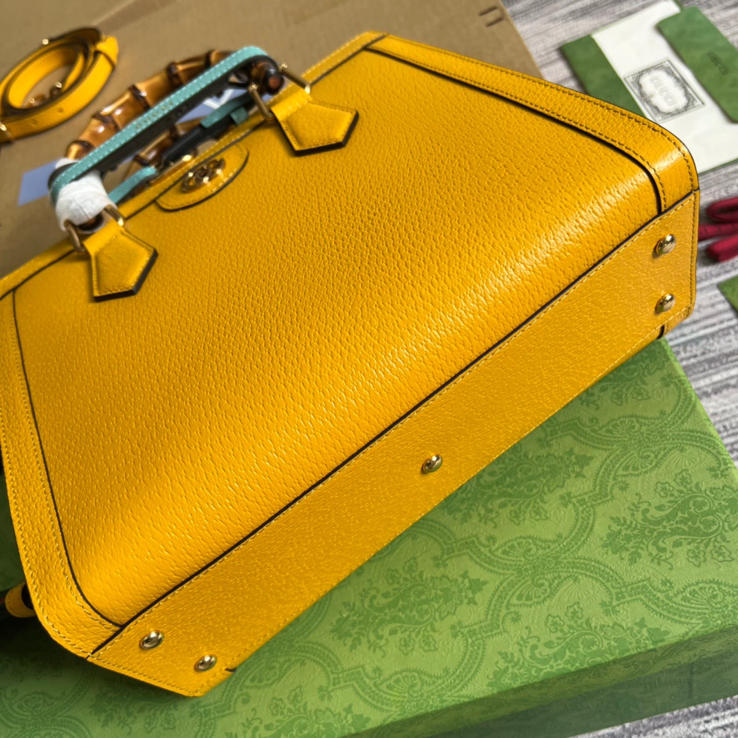 Gvc*1 Diana Medium Tote Bag Yellow For Women, Women’s Bags 11in/27cm GG ‎