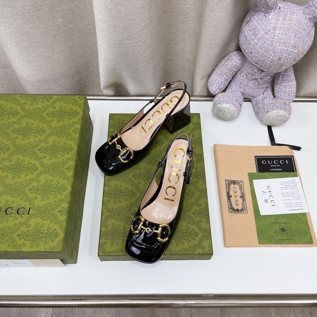 Gvc*1 Women’s Mid-Heel Slingback With Horsebit Black For Women GG 643892 BNC00 1000