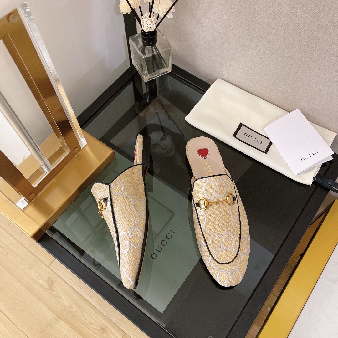 Gvc*1 Women’s GG Princetown Slipper Beige For Women GG ‎475094 UWB50 9676