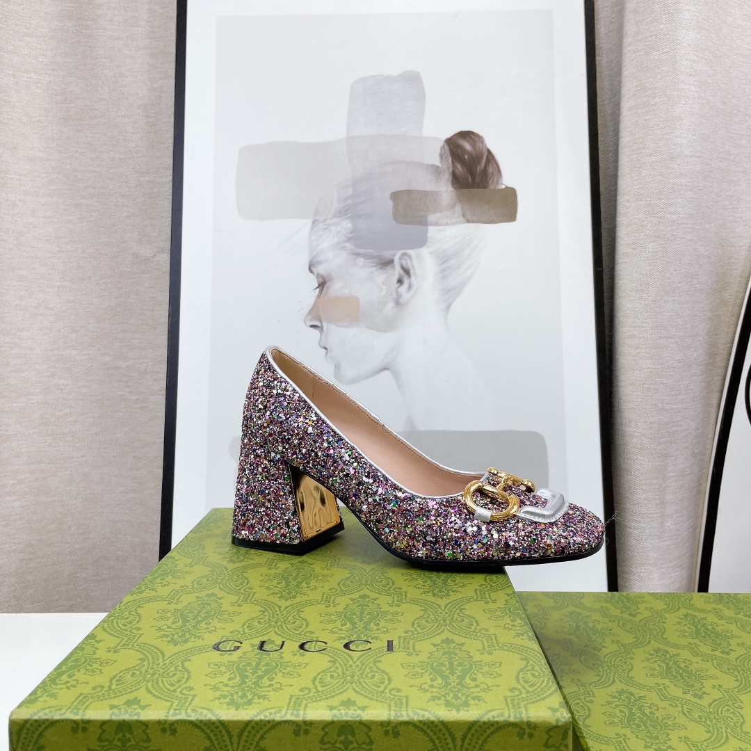 Gvc*1 Lovelight Mid-Heel Crystal Ballet Flat With Horsebit Multicolor For Women GG