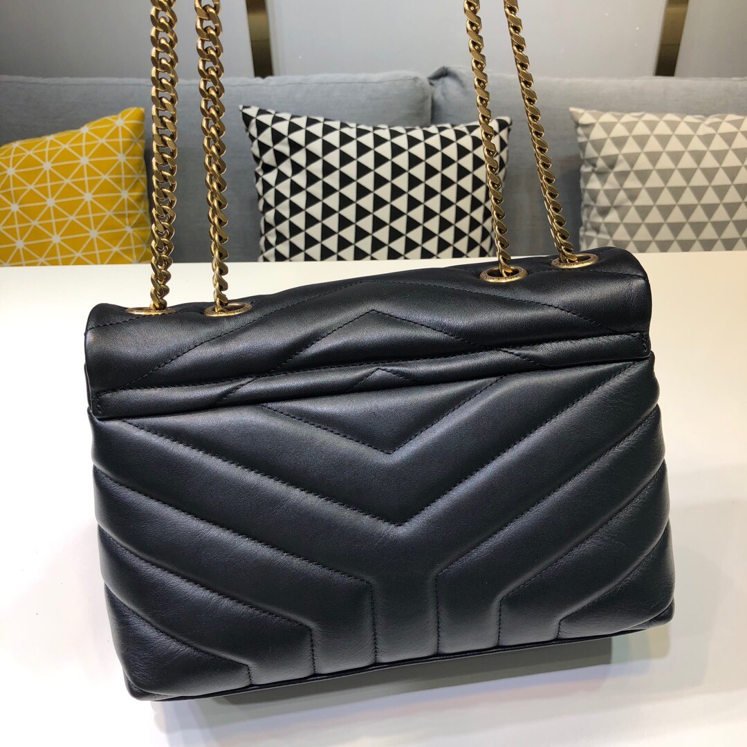 Sa1nt Lau*nt Loulou Small Chain Bag In Matelassé “Y” Black For Women 9.8in/23cm Y51 494699DV7271000