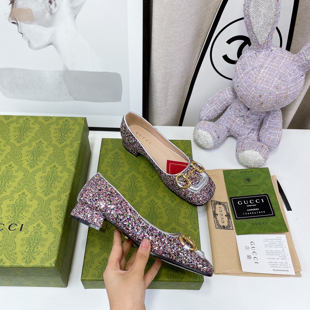 Gvc*1 Lovelight Crystal Ballet Flat With Horsebit Multicolor For Women GG 707703 KSP20 8461