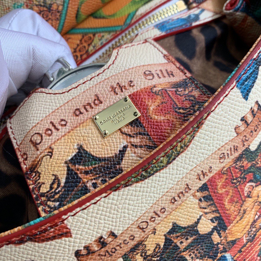 Dolce & Gabbana Medium Sicily Handbag Unique Print Motifs Muticolour For Women 10.2in/26cm DG