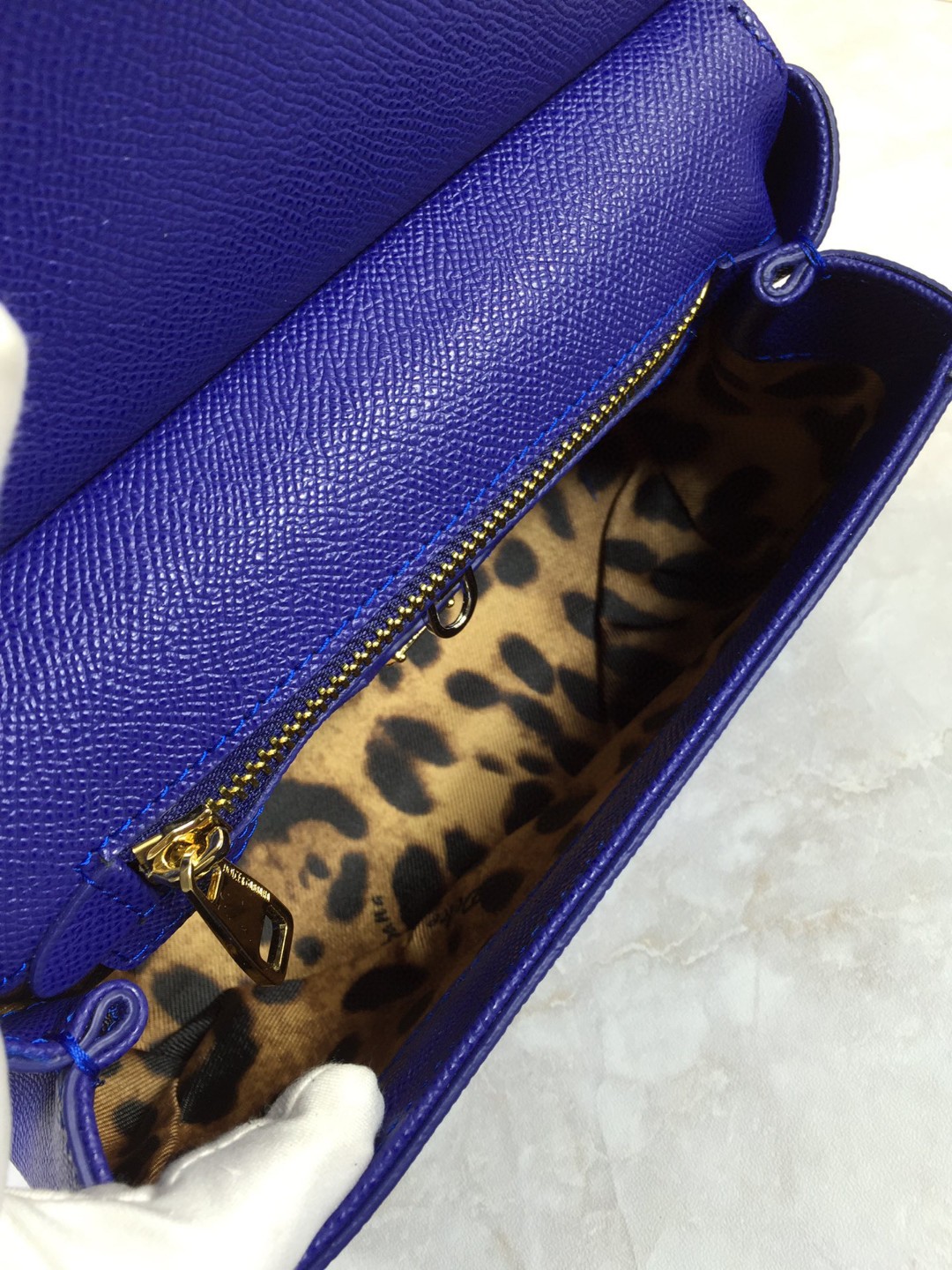 Dolce & Gabbana Medium Sicily Handbag In Dauphine Dark Blue For Women 10.2in/26cm DG