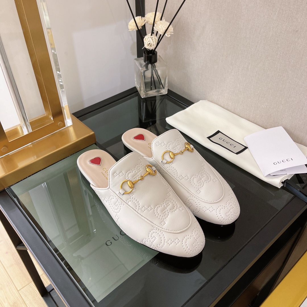 Gvc*1 Women’s GG Matelasse Princetown Slipper White For Women GG 699901 BKO60 9124