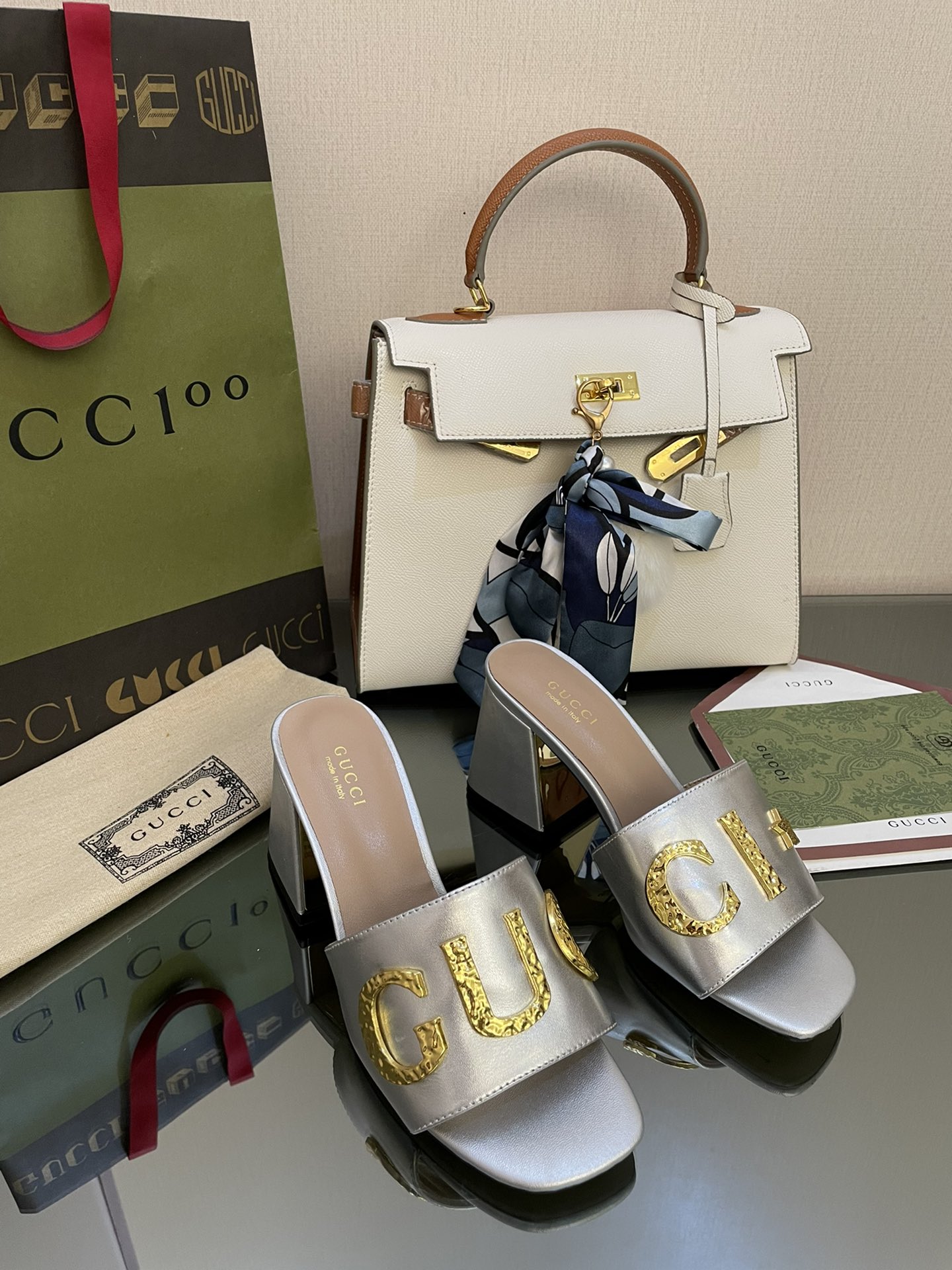 Gvc*1 Women’s ‘Gvc*1’ Slide Sandal Silver For Women GG