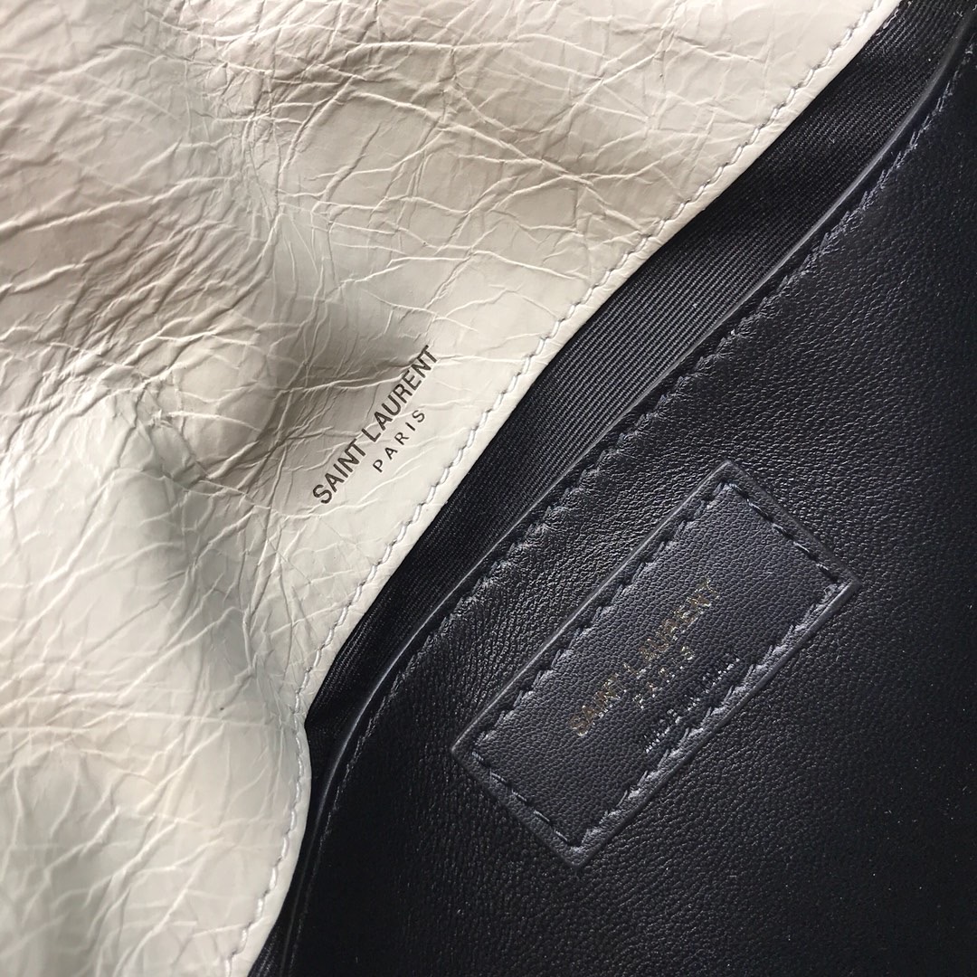 Sa1nt Lau*nt Niki Baby Chain Bag In Crinkled Vintage White For Women 8.2in/21cm Y51 6331600EN049207