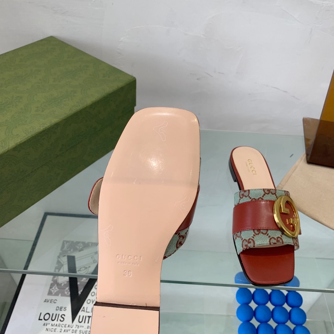 Gvc*1 Blondie Matelasse Canvas Slide Sandal Red For Women GG