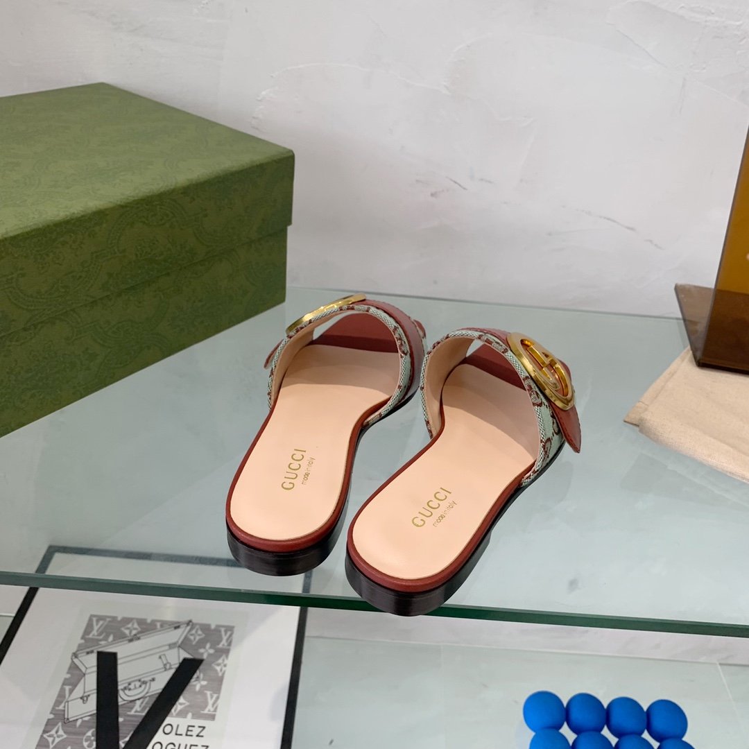 Gvc*1 Blondie Matelasse Canvas Slide Sandal Red For Women GG