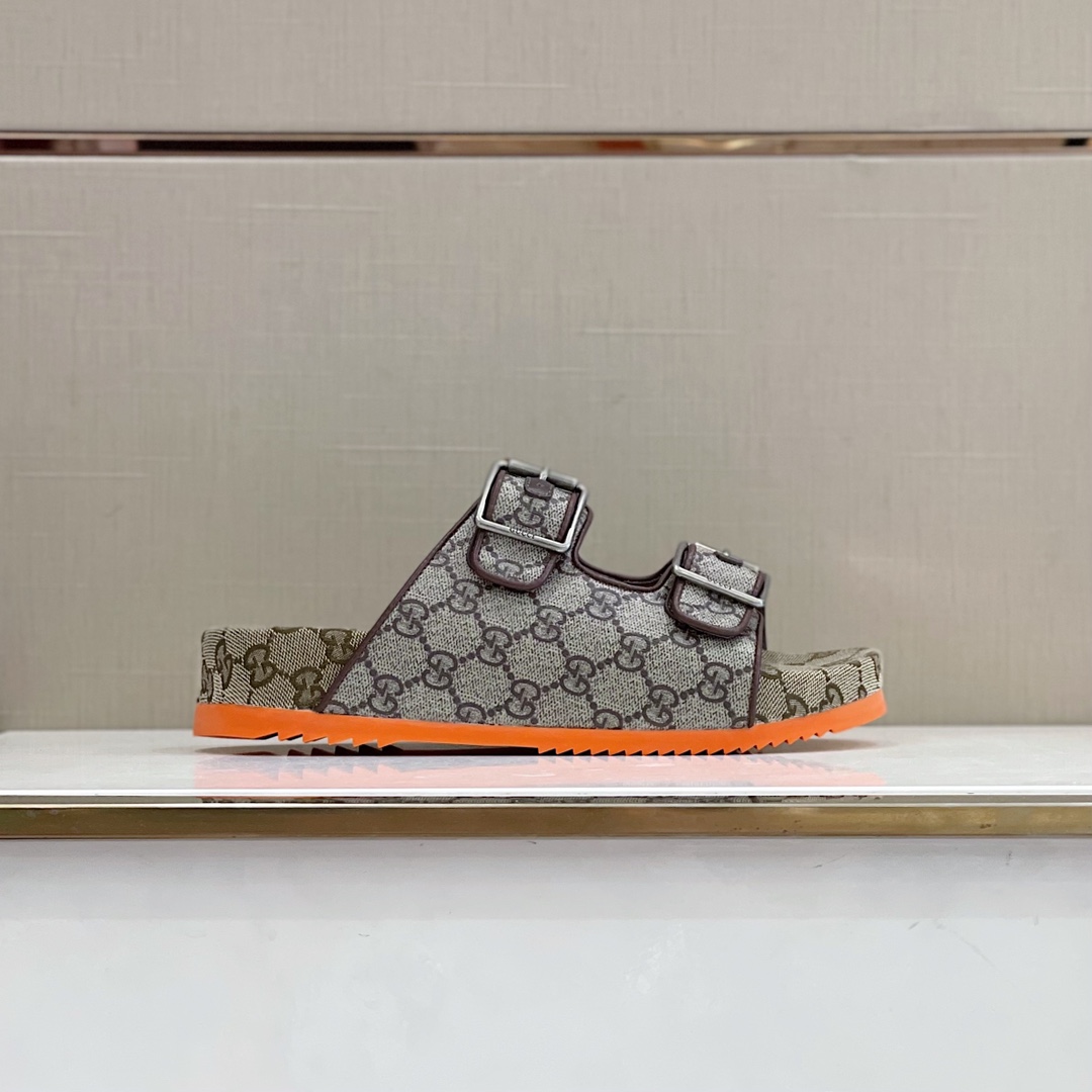 Gvc*1 Women’s Slide Sandal With Straps Beige And Grey For Women GG