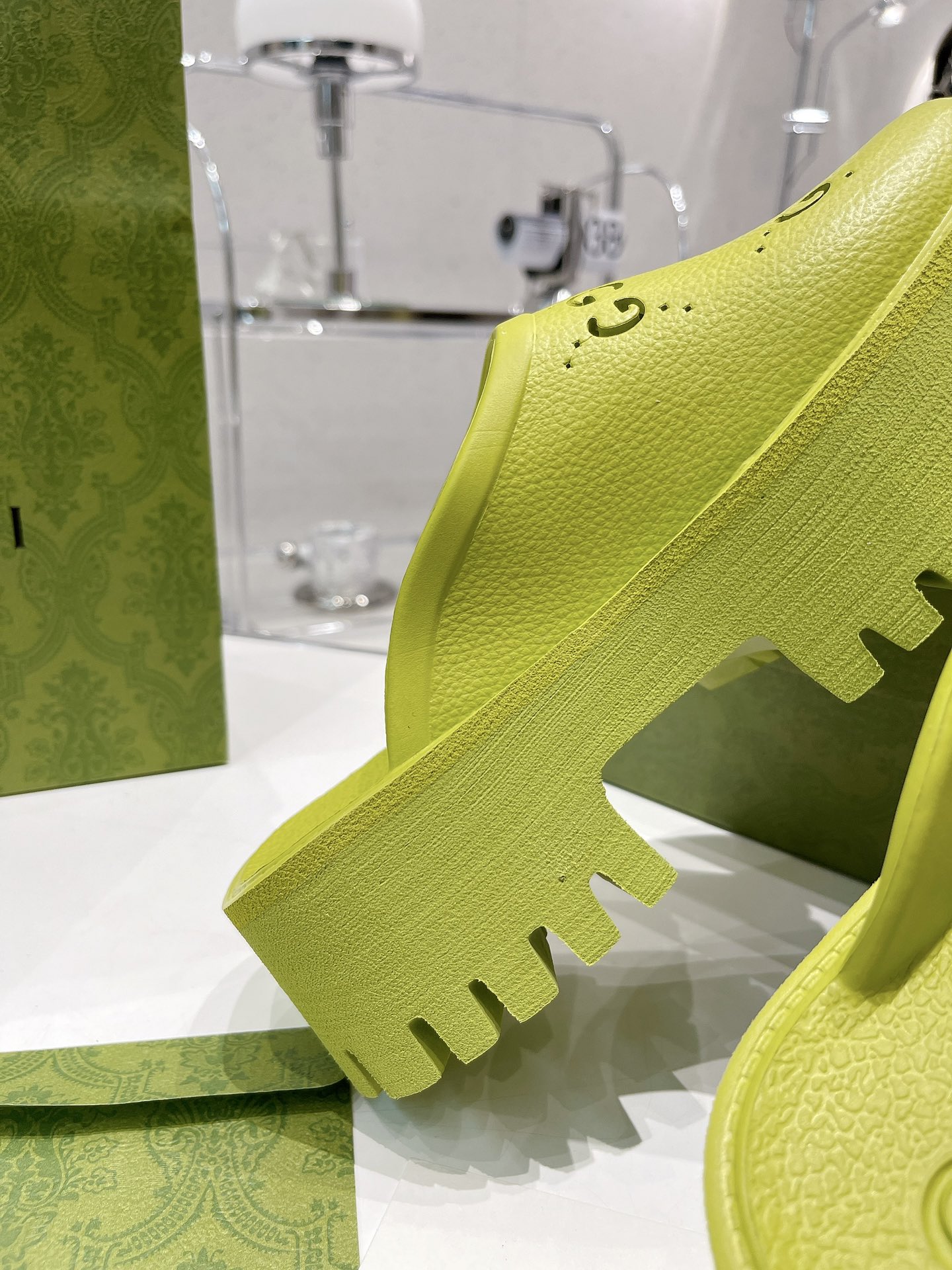 Gvc*1 Women’s Platform Perforated G Sandal Light Green For Women GG