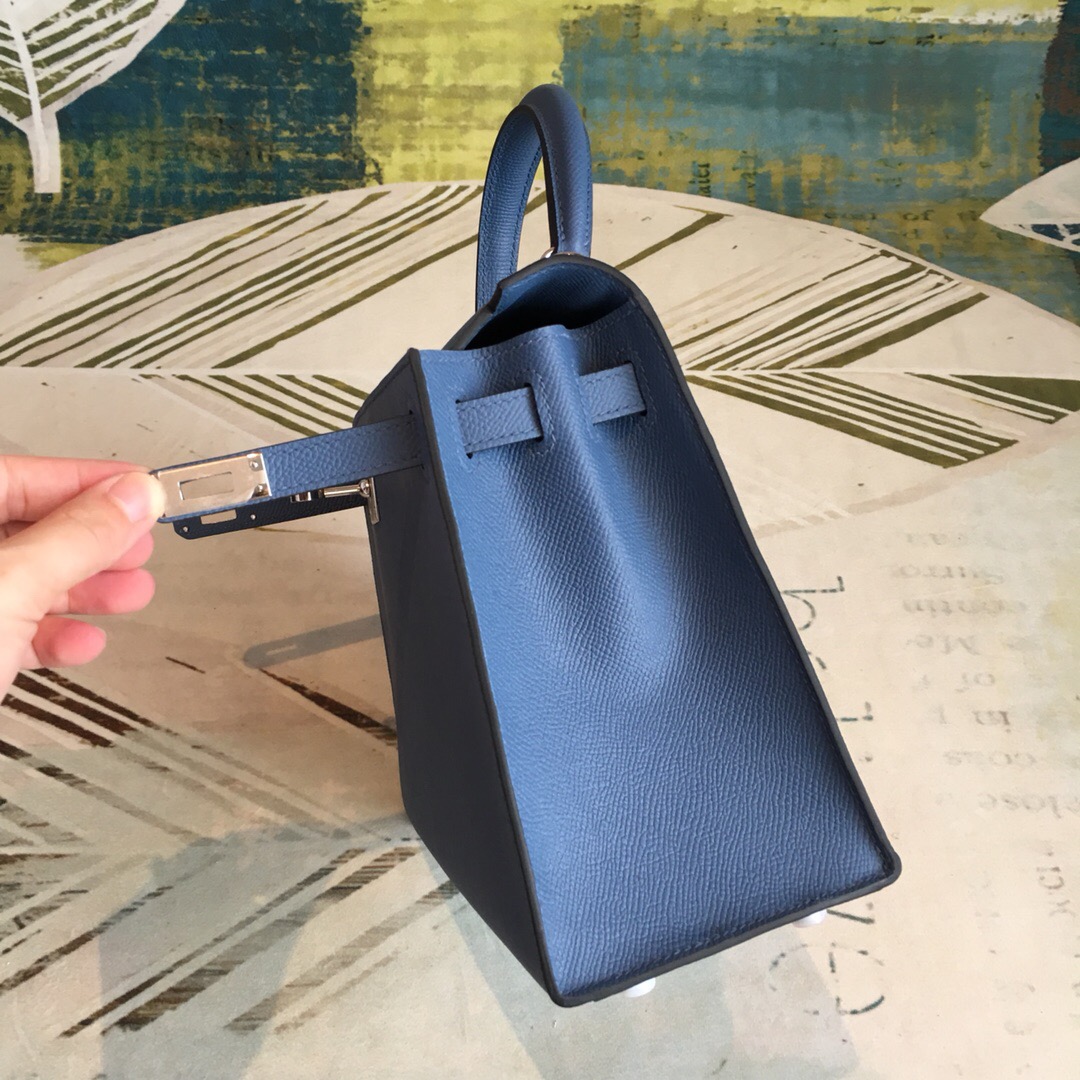 H**me5 Kelly Navy For Women Silver Toned Hardware 10in/25cm