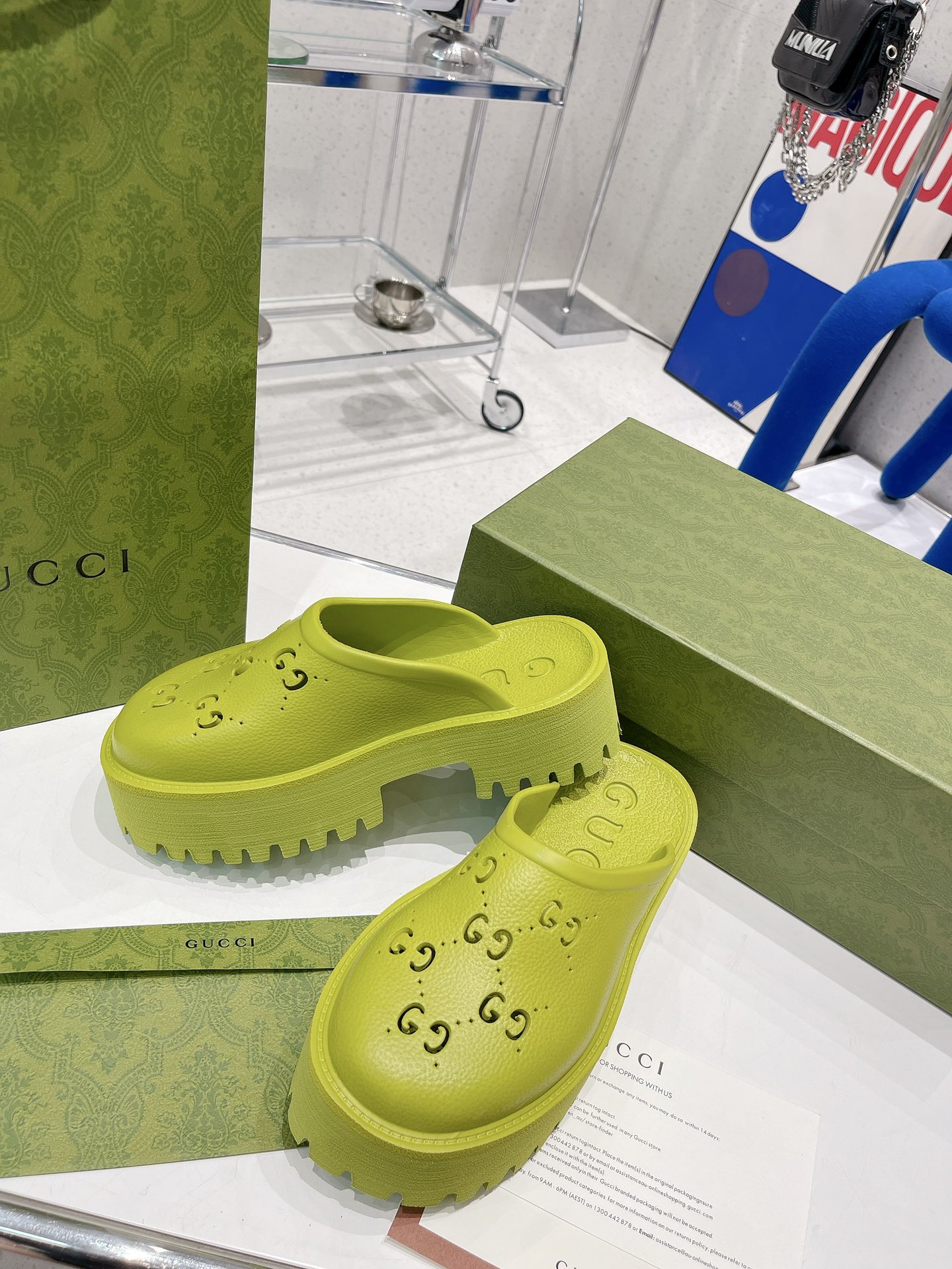 Gvc*1 Women’s Platform Perforated G Sandal Light Green For Women GG