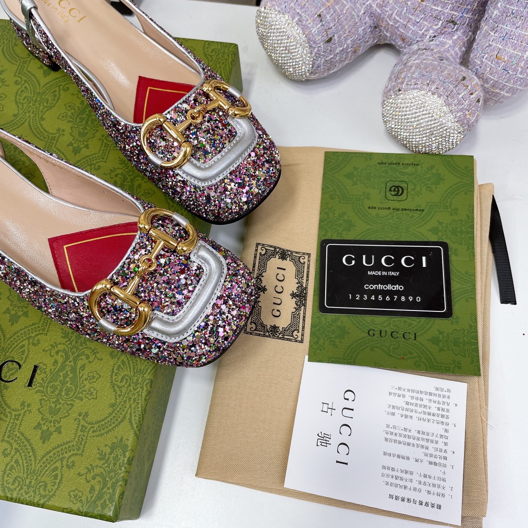 Gvc*1 Lovelight Slingback Mid-Heel With Horsebit Multicolor For Women GG ‎707702 KSP20 8461