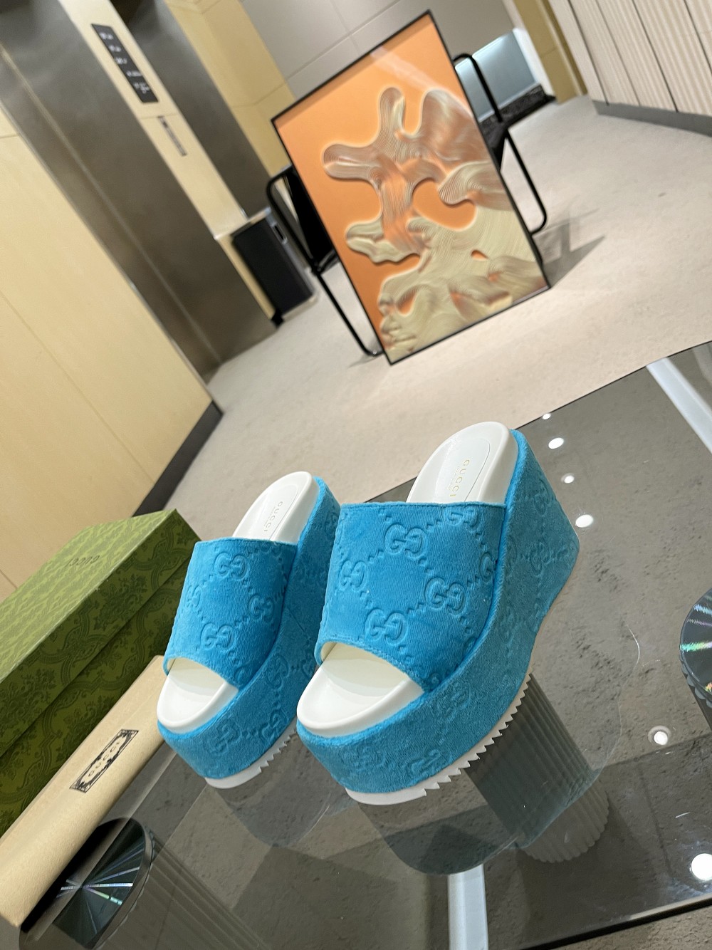 Gvc*1 Women’s GG Platform Sandal Light Blue For Women GG