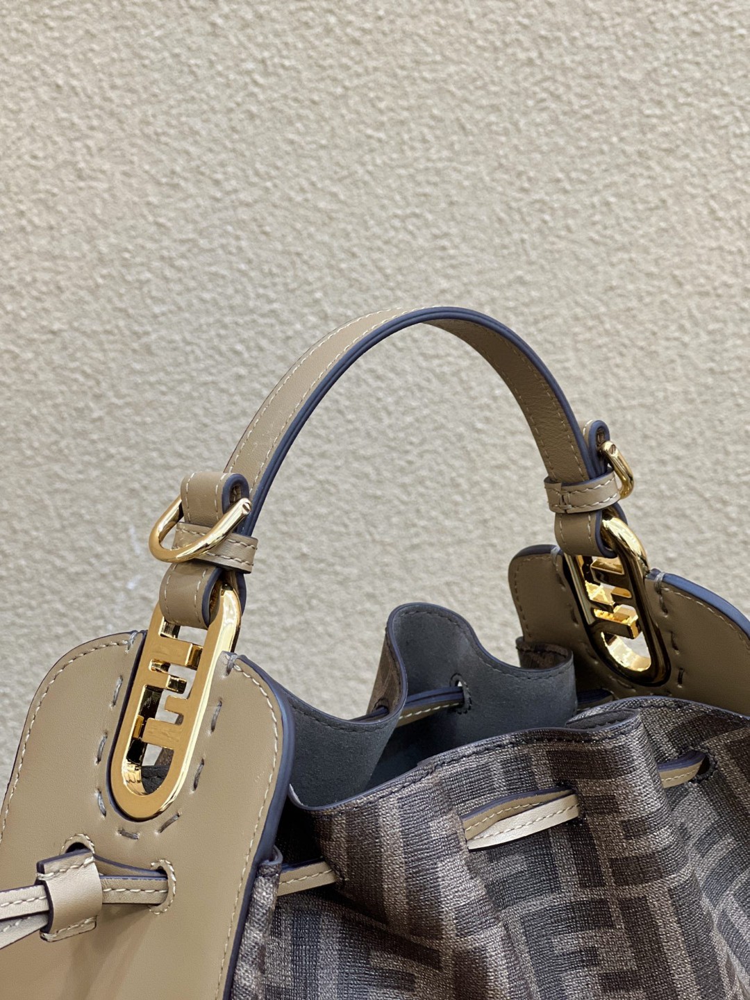 F**di Pomodorino Brown FF Fabric Mini Bag For Woman 17cm/6.5in 8BS059AHWVF1GE3