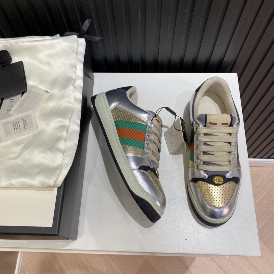 Gvc*1 Men’s Screener Low Top Sneakers Silver Gold For Men 627833 1TR20 8162