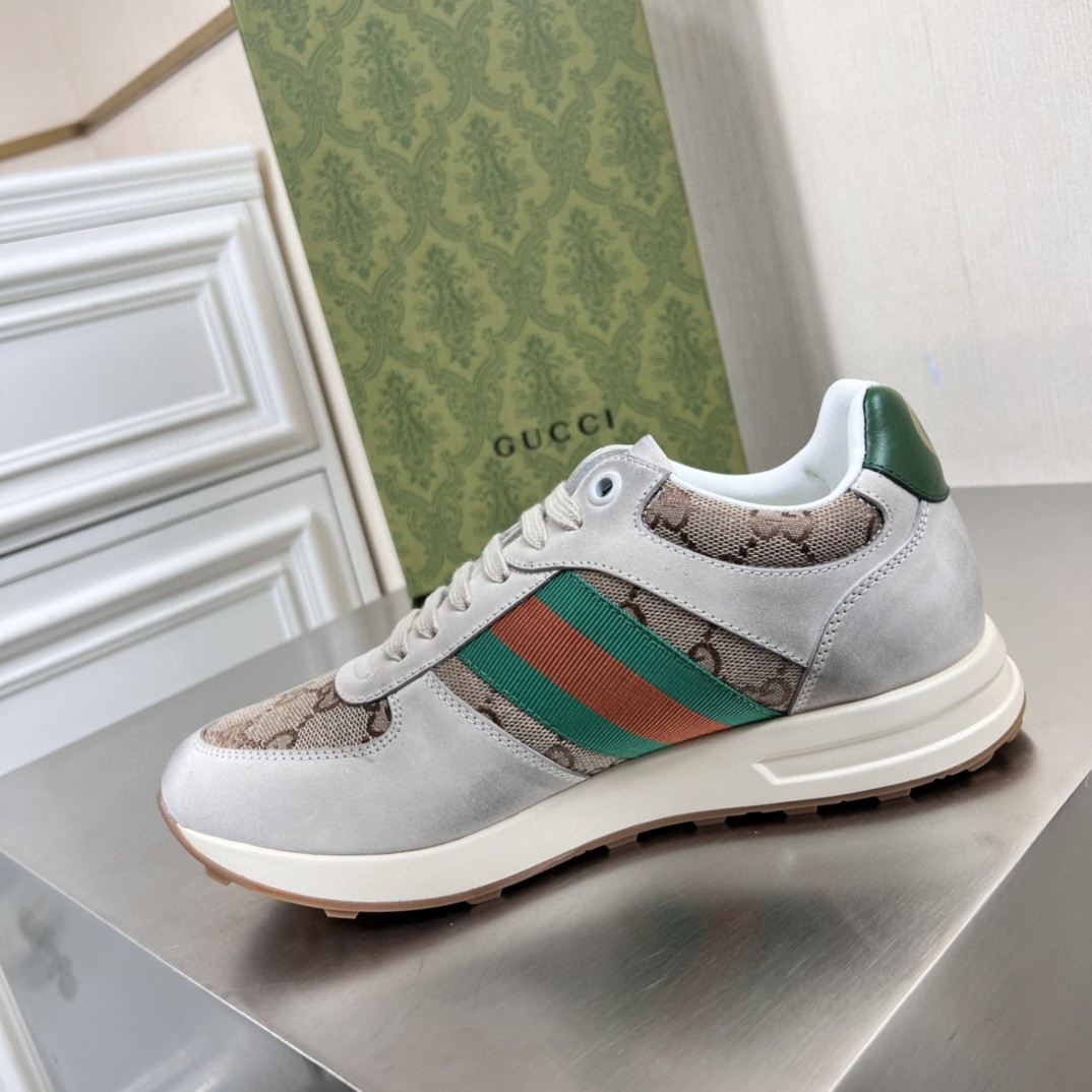 Gvc*1 Men’s GG Sneaker With Web Green For Men GG Shoes 669698