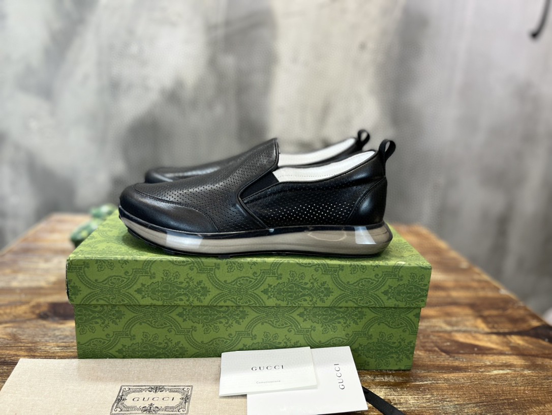 Gvc*1 Men’s Perforated Slip On Sneaker Black For Men 407364