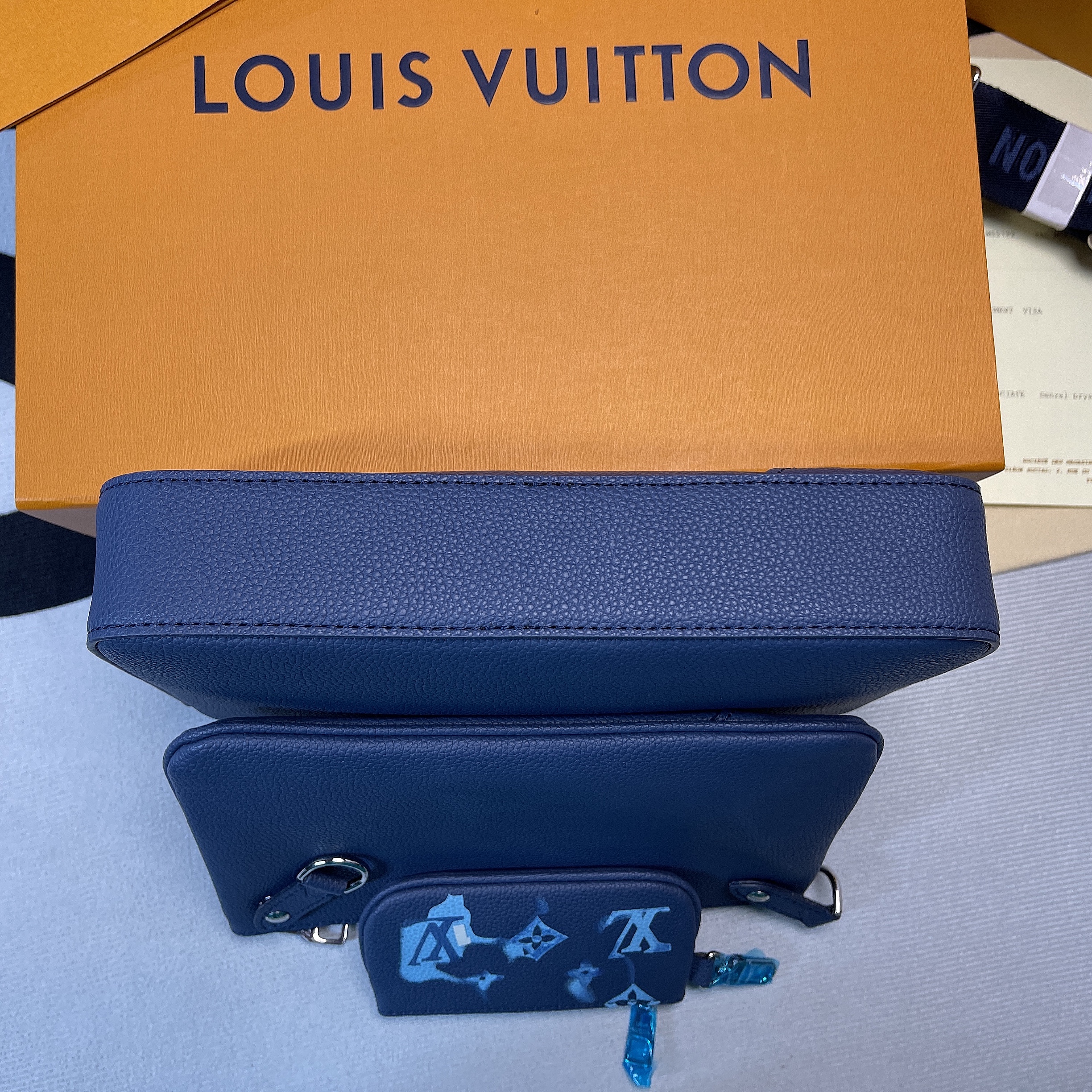 L0vis Vvtt0n Trio Messenger Ink Watercolor Blue For Men, Men’s Bags, Shoulder And Crossbody Bags 9.5in/25cm LV M57840