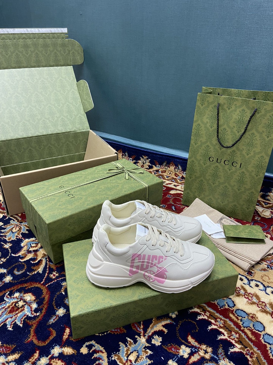 Gvc*1 Women’s Rhyton Sneakers With Lemon Gvc*1 White Ivory For Women ‎684899