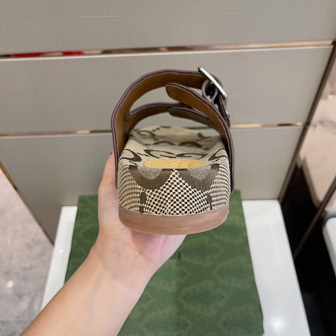 Gvc*1 Men’s Maxi GG Slide Sandal With Straps Beige And Ebony For Men 658020 2HK60