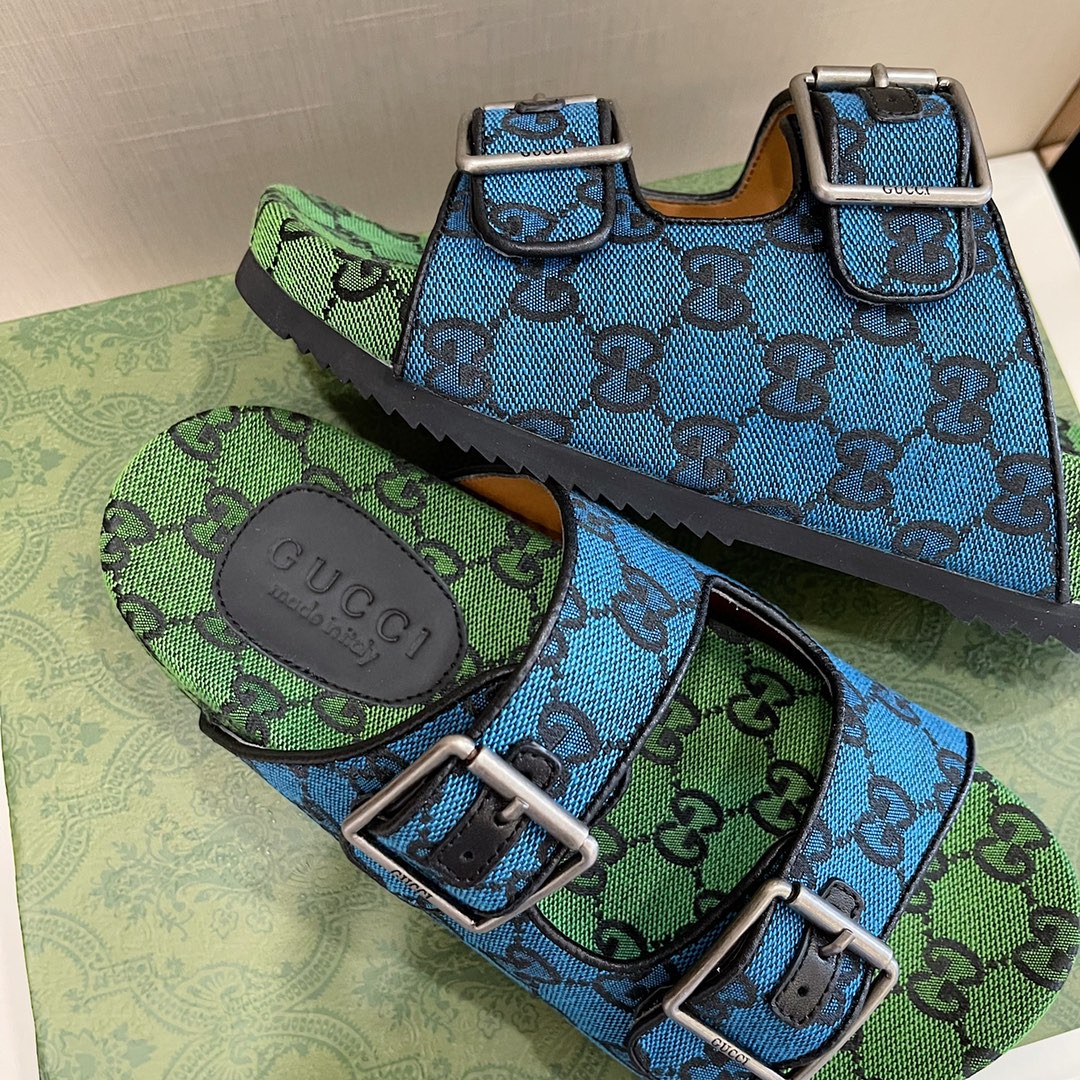 Gvc*1 Men’s Slide Sandal With Straps Blue And Green For Men 658020 2HK60