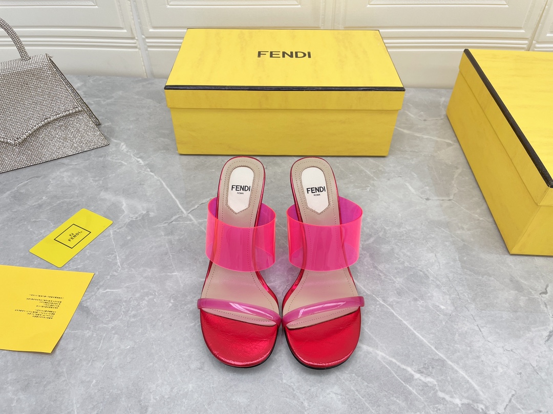 F**di First Pink Transparent High-Heeled Sandals For Women
