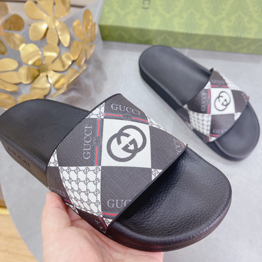 Gvc*1 Women’s Logo GG Svp*me Slides With Web Black For Women 408508