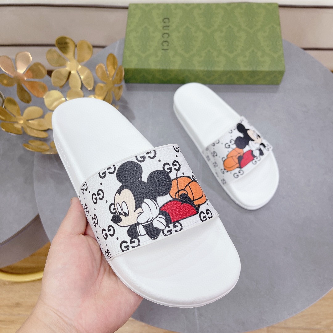 Gvc*1 Women’s GG Slide Sandal With Mickey Mouse White For Women 407345