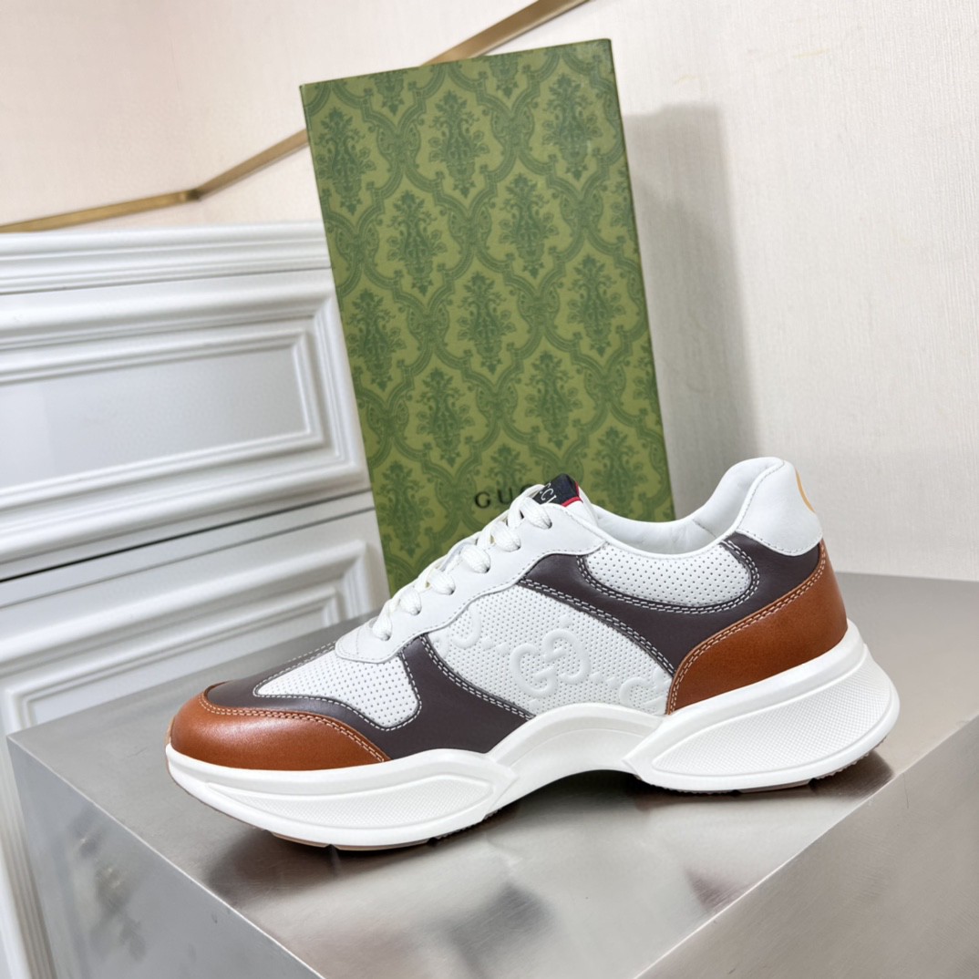 Gvc*1 Men’s GG Embossed Rhyton Sneakers Brown For Men 721750