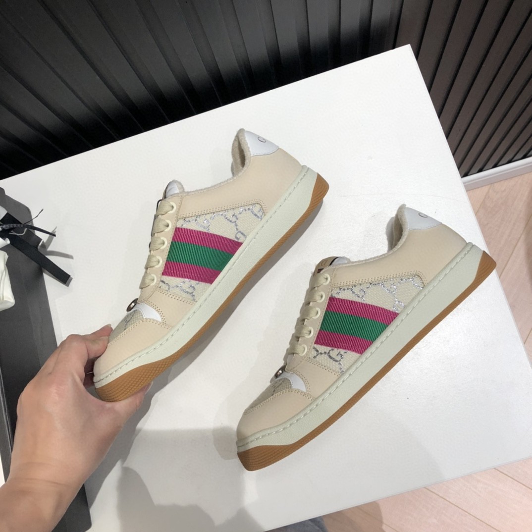 Gvc*1 Women’s Screener GG Low-Top Beige Pink Green For Women 546551