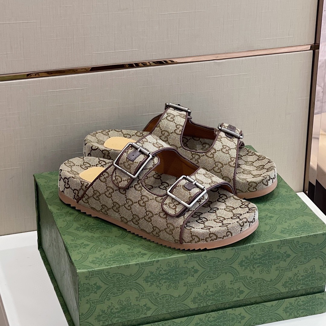 Gvc*1 Women’s Slide Sandal With Straps Beige And Ebony For Women 658020 2HK60 9791