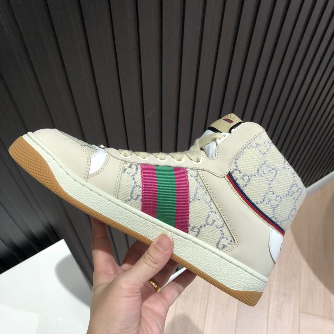 Gvc*1 Men’s Screener GG High-Top Beige Pink Green For Men 5637309