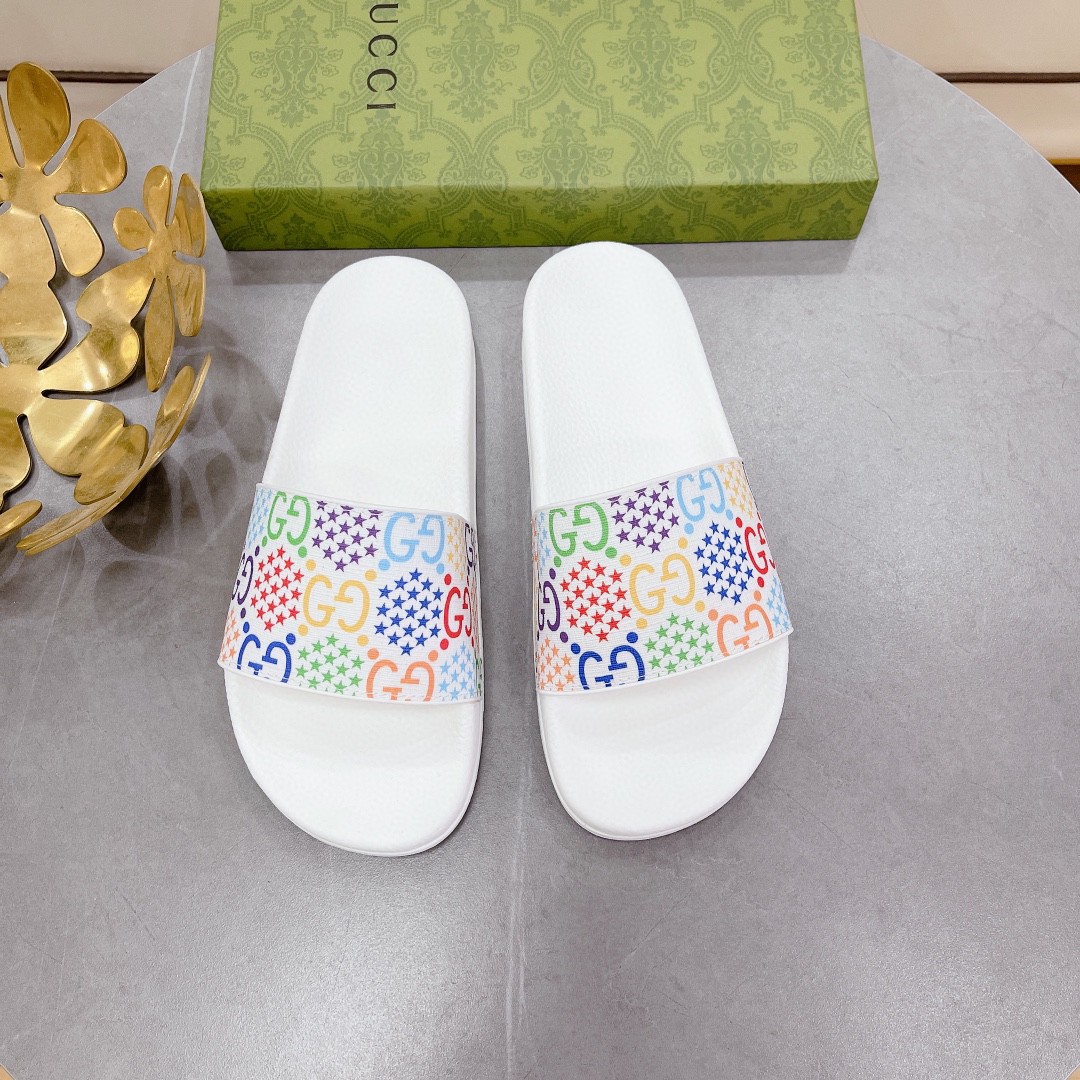 Gvc*1 Men’s GG Slide Sandal With Stars White For Men 407345