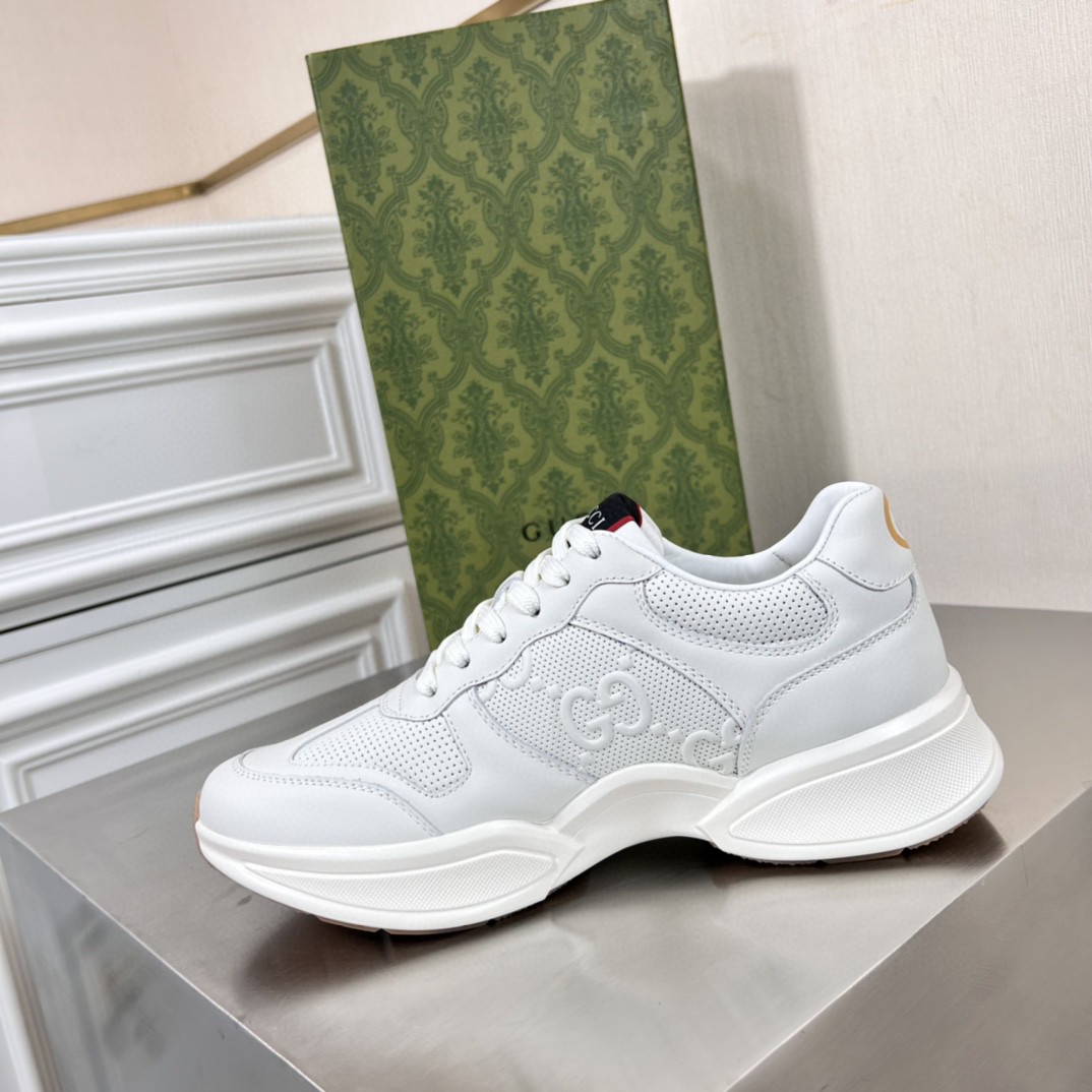 Gvc*1 Men’s GG Embossed Rhyton Sneakers White For Men 721750