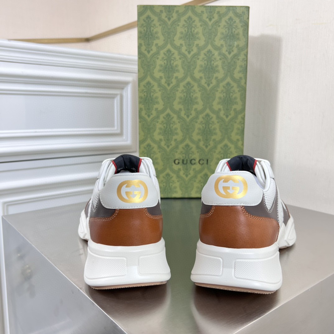 Gvc*1 Men’s GG Embossed Rhyton Sneakers Brown For Men 721750