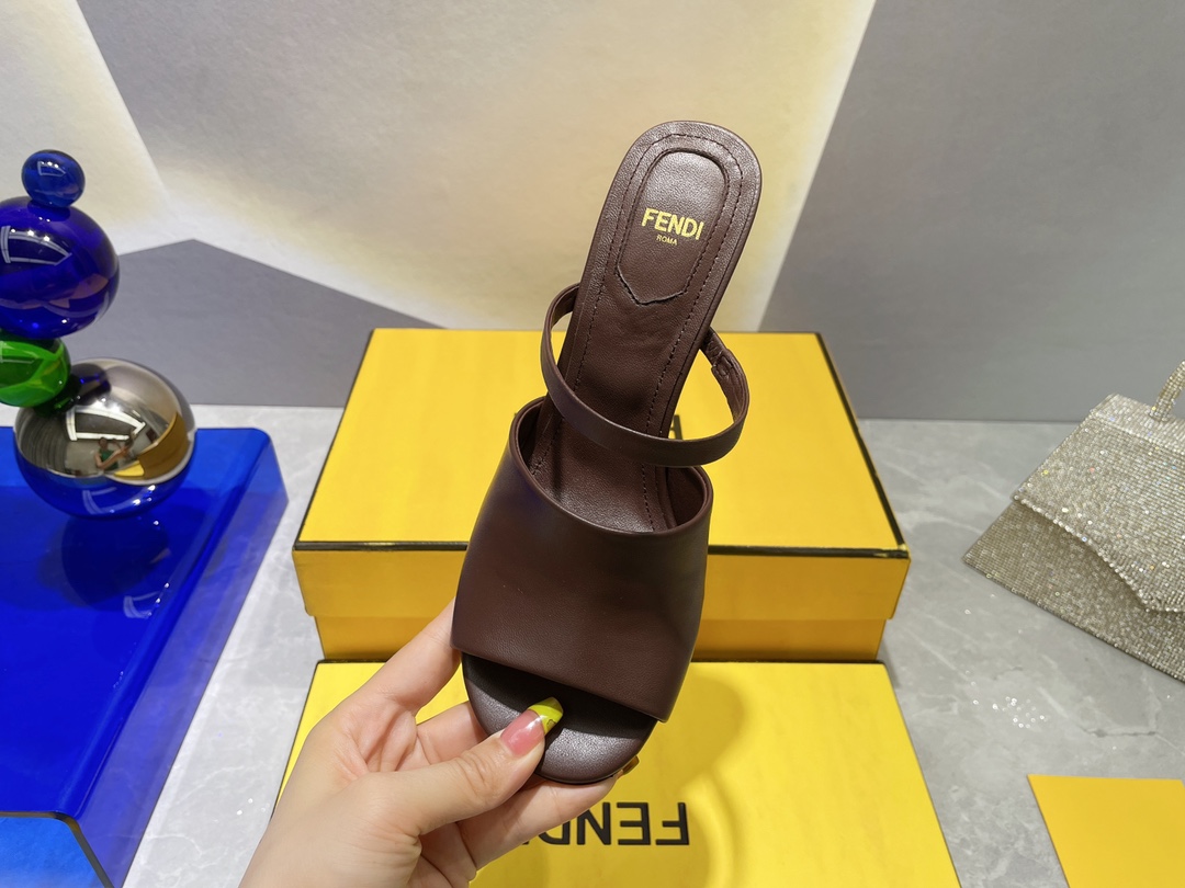 F**di First Burgundy High-Heeled Sandals For Women