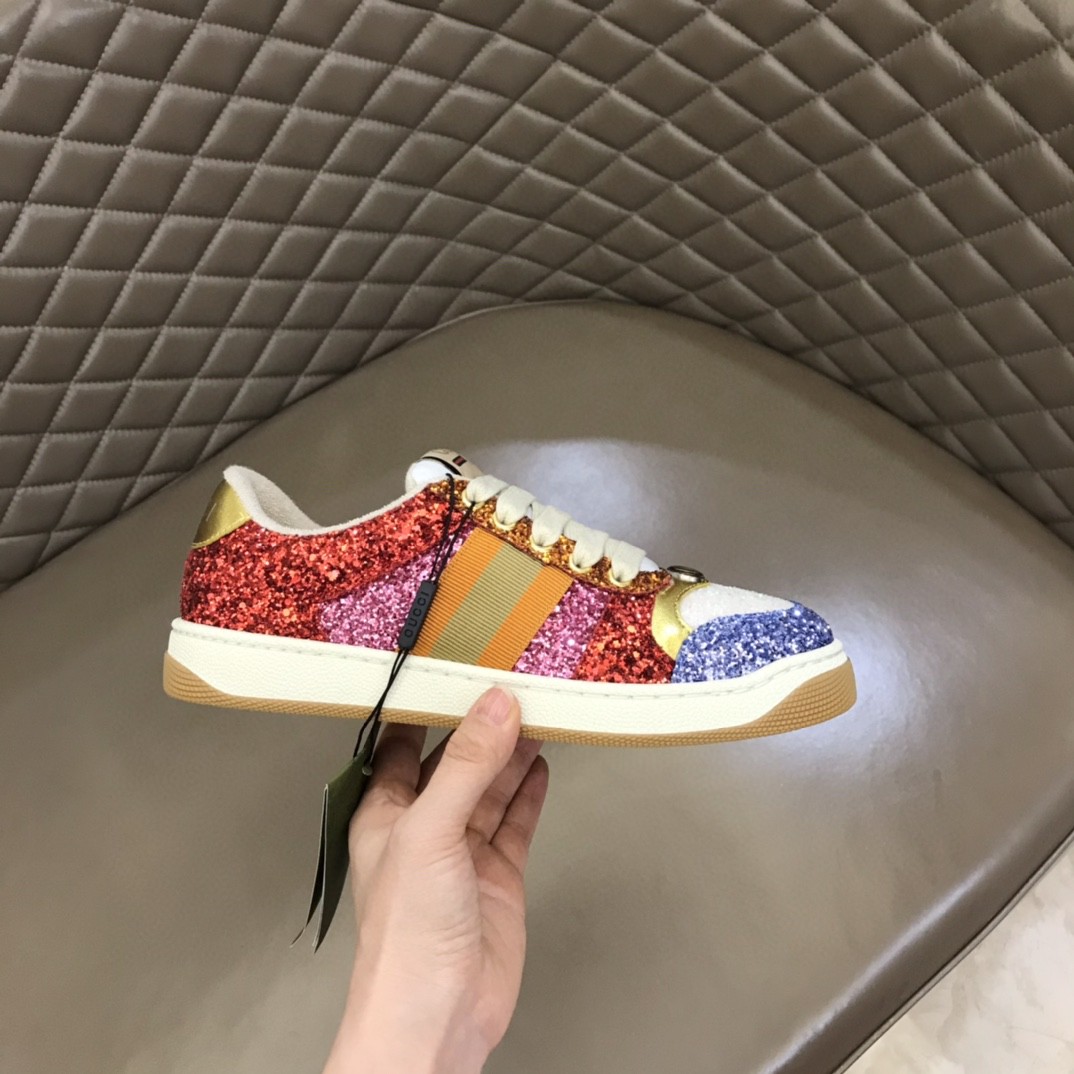 Gvc*1 Lovelight Screener Sneaker Glitter Red For Women GG Shoes 710534 FAAKU 4942